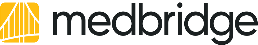 Medbridge logo with a yellow and white geometric icon and "medbridge" in bold black letters.